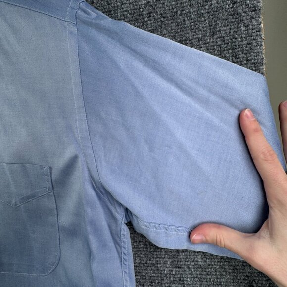 Gitman Bros For Fashion Post Louisville Button Up Shirt 15 33 Solid TTX 2x2 Blue - Picture 13 of 15